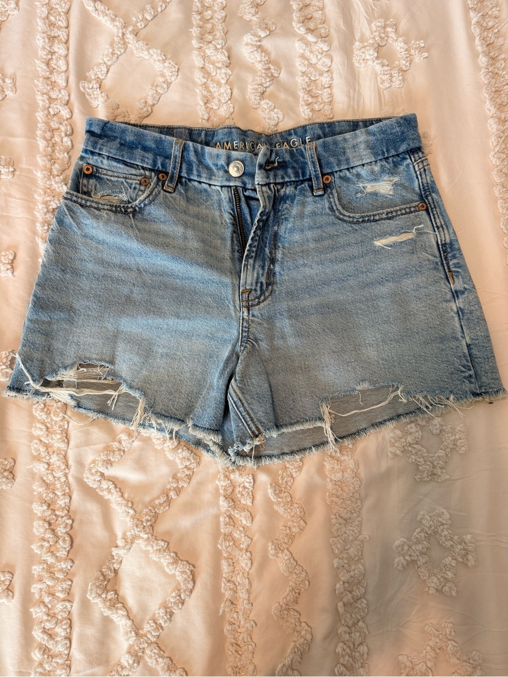 American Eagle Outfitters Light Blue Ripped Denim Cutoff Shorts